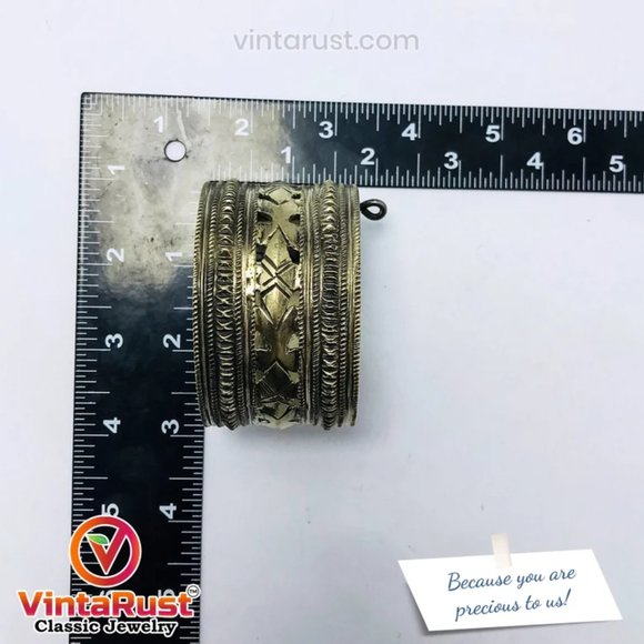 single Vintage Kuchi Cuff Bracelet With Yellow Glass Stones, Gypsy Cuff Bracelet - Picture 8 of 12